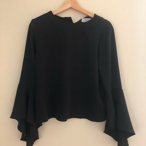 Carmen bell sleeve black shirt with buttons